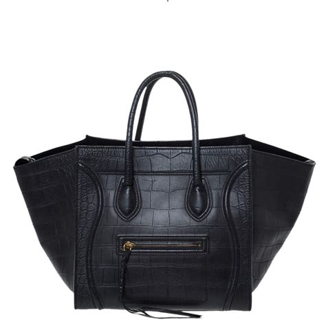 celine phantom bag black croc|CELINE Calfskin Crocodile Embossed Medium .